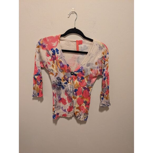 Charlotte Silk Blend Front-Button Cropped Bright Cardigan Medium - Picture 1 of 4